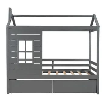 Gray Wood Twin Four Poster Bed Frame