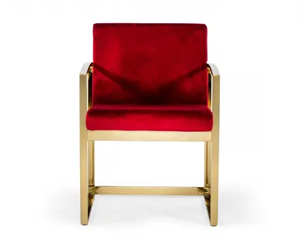 22" Red And Gold Velvet Arm Chair