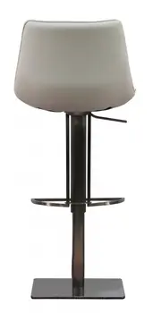 29" White and Silver Faux Leather and Stainless Steel Bar Height Swivel Bar Chair