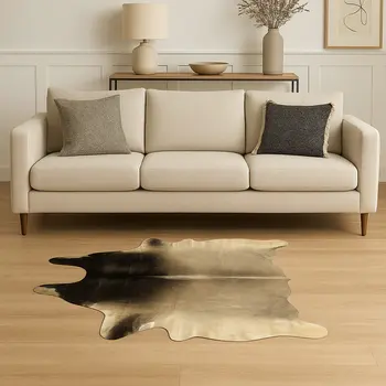 5' X 7' Gray Cowhide Ombre Handmade Area Rug