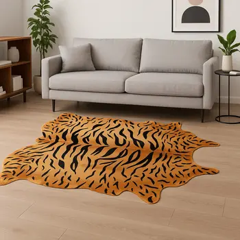 5' X 7' Natural Cowhide Animal Print Handmade Area Rug