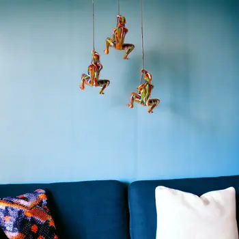 Set of Three Rainbow People Resin Climbing Man Hanging Dimensional Sculpture