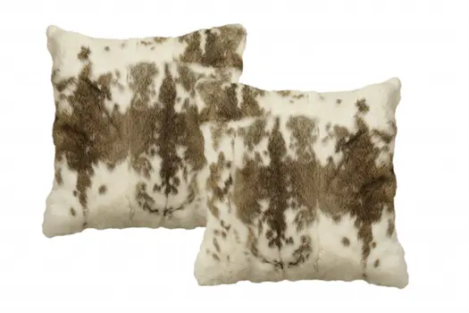 Set of Two 18" Brown and White Throw Pillows
