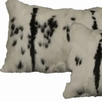 Set of Two 12" X 20" Black and White Throw Pillows