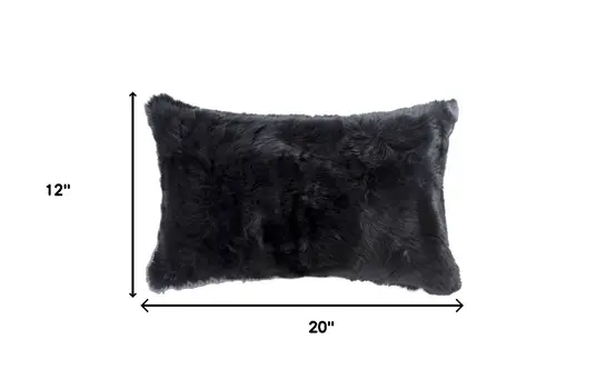 Set of Two 12" X 20" Black Throw Pillows