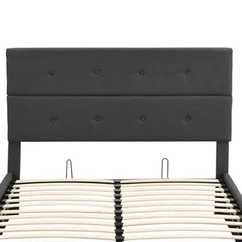 Gray Tufted Linen Blend Full Bed Frame