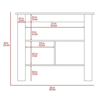 White and Gray 41" Kitchen Island With Storage