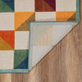 8' X 10' Orange And Ivory Indoor Outdoor Area Rug