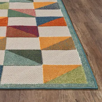 8' X 10' Orange And Ivory Indoor Outdoor Area Rug