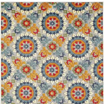 5' X 7' Orange And Ivory Moroccan Stain Resistant Indoor Outdoor Area Rug