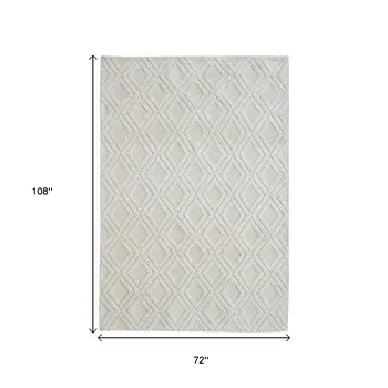 6' X 9' Ivory Geometric Handmade Area Rug