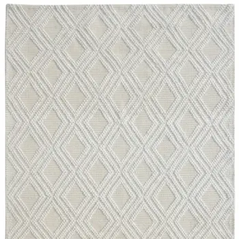 9' X 13' Ivory Diamond Lattice Modern Area Rug