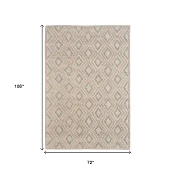 6' X 9' Natural Geometric Handmade Area Rug