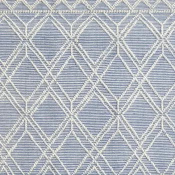5' X 7' Blue and Ivory Geometric Handmade Area Rug