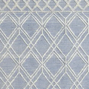 5' X 7' Blue and Ivory Geometric Handmade Area Rug