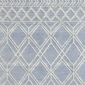 9' X 13' Blue Ivory Tribal Geometric Pattern Area Rug