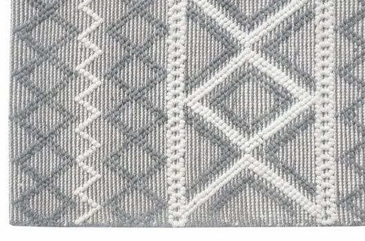 6' X 9' Gray and Ivory Geometric Handmade Area Rug