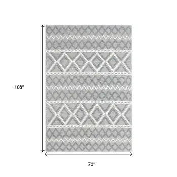 6' X 9' Gray and Ivory Geometric Handmade Area Rug