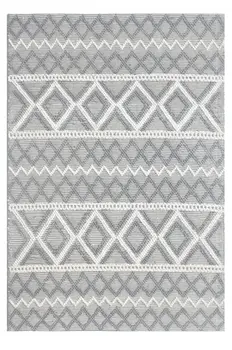 9' X 13' Gray Ivory Diamonds Boho Chic Area Rug