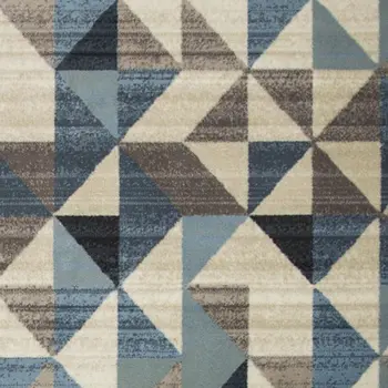 8' X 11' Blue Geometric Area Rug