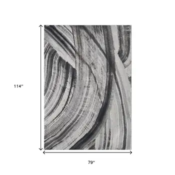 7' X 10' Gray and Ivory Abstract Area Rug