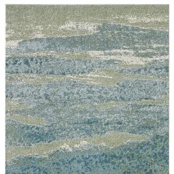 7' X 10' Blue And Sage Abstract Area Rug