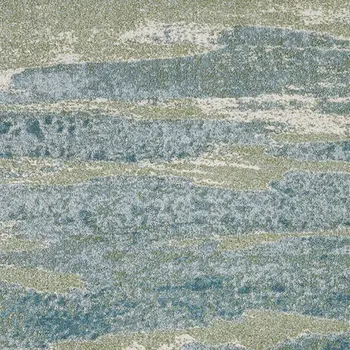 7' X 10' Blue And Sage Abstract Area Rug