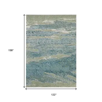 10' X 13' Blue And Green Abstract Area Rug