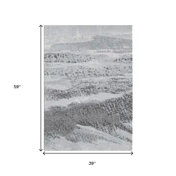 3' X 5' Blue and Gray Abstract Area Rug