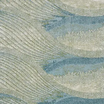 3' X 5' Beige Blue And Sage Abstract Area Rug