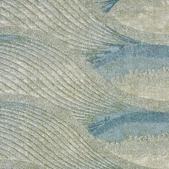 7' X 10' Blue And Sage Abstract Waves Area Rug