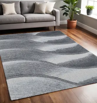 5' X 8' Blue and Gray Abstract Area Rug
