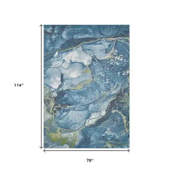 7' X 10' Teal Blue Abstract Area Rug