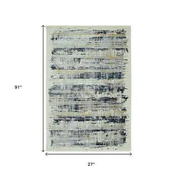 8' Blue Abstract Runner Rug