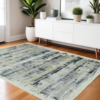 4' X 6' Blue Abstract Area Rug