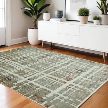4' X 6' Ivory Abstract Area Rug