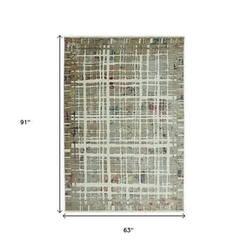 5' X 8' Ivory Abstract Area Rug