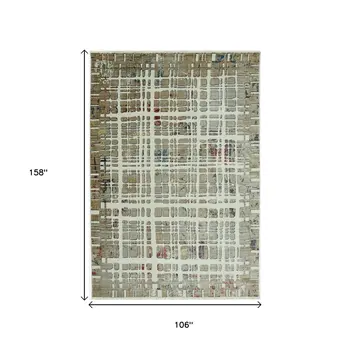 9' X 13' Ivory Abstract Area Rug