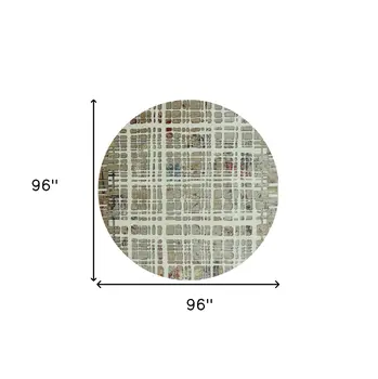 8' Ivory Round Abstract Area Rug