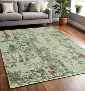 5' X 8' Ivory Abstract Area Rug