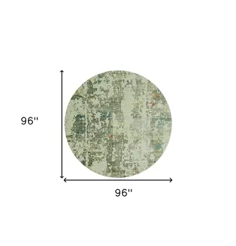 8' Ivory Abstract Round Rug