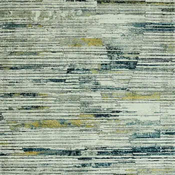 8' Ivory And Blue Abstract Runner Rug