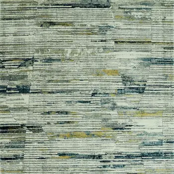 8' Ivory And Blue Abstract Runner Rug