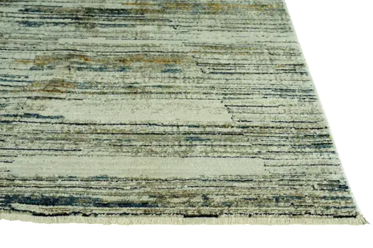 8' Ivory And Blue Abstract Runner Rug