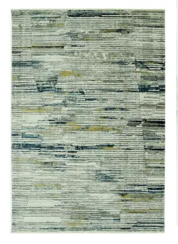 5' X 8' Ivory and Blue Abstract Area Rug