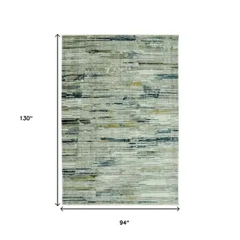 8' X 11' Ivory And Blue Abstract Area Rug