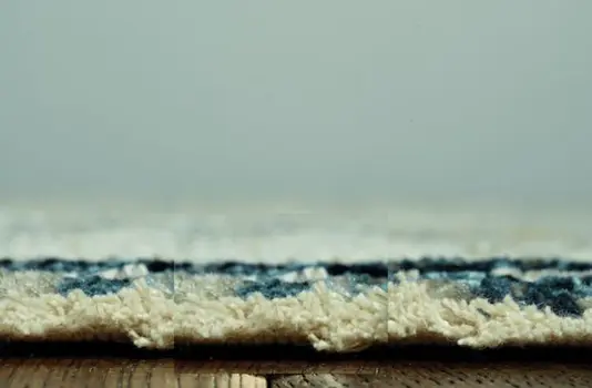 8' Ivory And Blue Abstract Round Rug