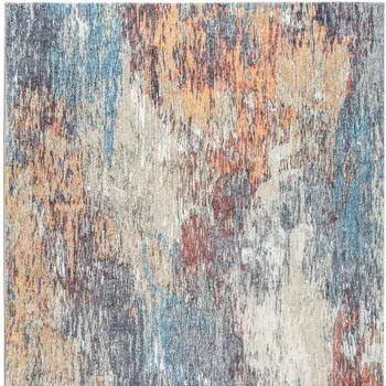 5' X 8' Blue and Beige Abstract Area Rug