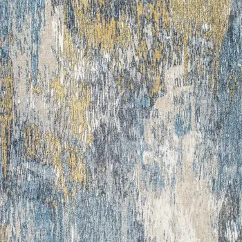 5' X 8' Blue and Gold Abstract Area Rug