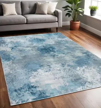 5' X 8' Blue Abstract Area Rug